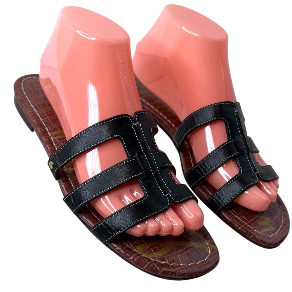 Sam Edelman Berit Cutout Slide Sandal in Black Leather Strappy Casual Summer 9.5 - Picture 5 of 13